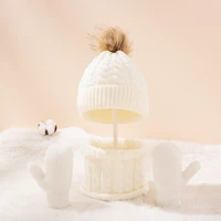winter warm baby solid color hat gloves scarf set fur ball beanies mitten scarves kit for toddler girls boys knitted 87hd