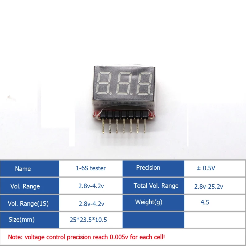 1-8S Lipo Battery Voltage Tester/ Low Buzzer Alarm/ Checker for DIY Racing Drone | Электроника