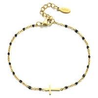 zmzy new fashion stainless steel bracelet link cable chain cross golden enamel bracelets for women gifts jewelry