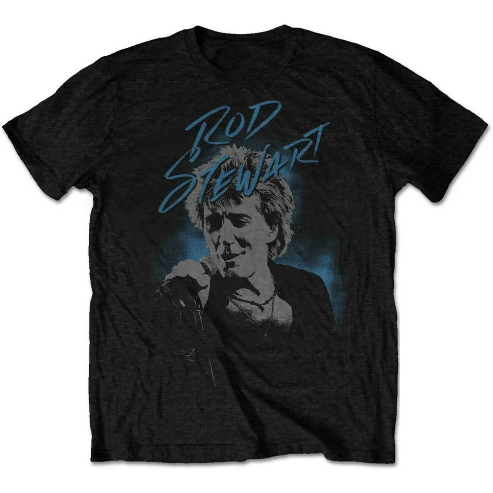 Rod Stewart Mic Pose Rock Официальная футболка Мужская Унисекс хлопковая уличная забавная |