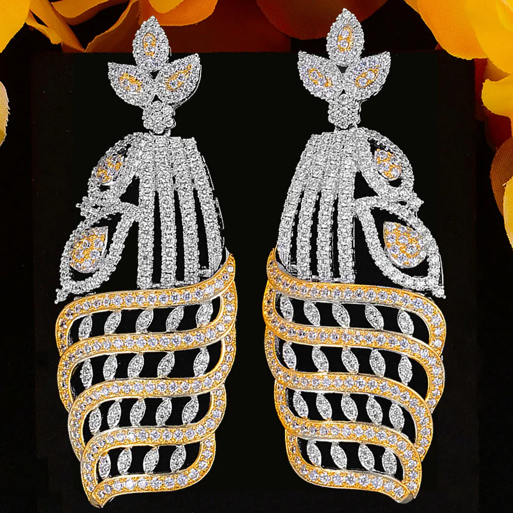 

High-Quality Brand Luxury Hollow Waterdrop Dangle Earrings For Women Wedding Cubic Zirconia CZ DUBAI Bridal Jewelry Accessories