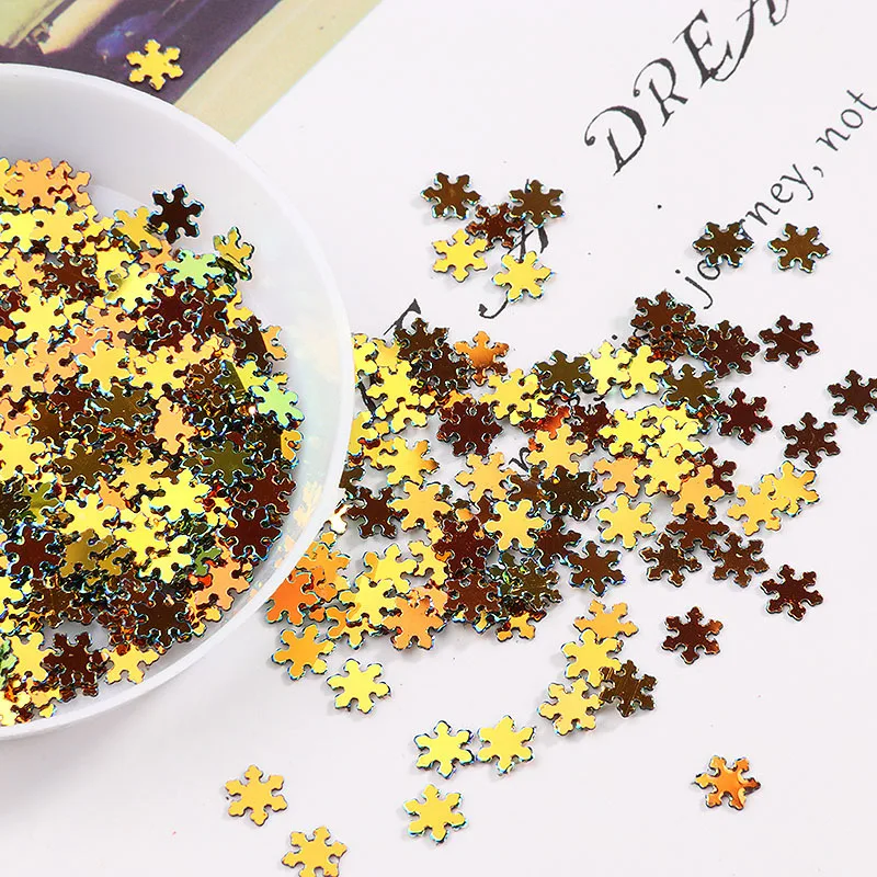

10g 5mm Golden snow Christmas sequins For nail beauty handmade materials DIY Wedding Craft Paillette Lentejuelas Children Gift