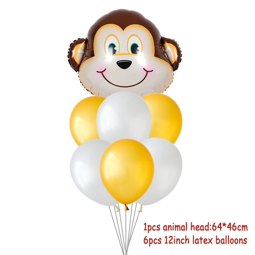 7 шт./лот воздушные шары в виде джунглей тигр Лев обезьяна Зебра жираф свинка