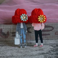 woman girl cute wool hat brooch handmade large badges for clothing friends mom gifts