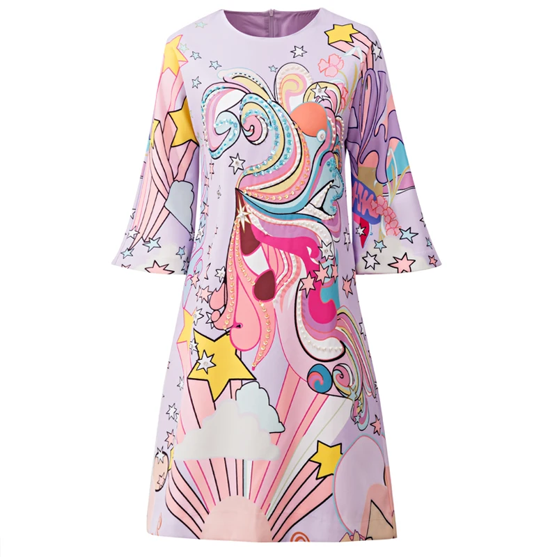 

Женское мини-платье с круглым вырезом, с принтом