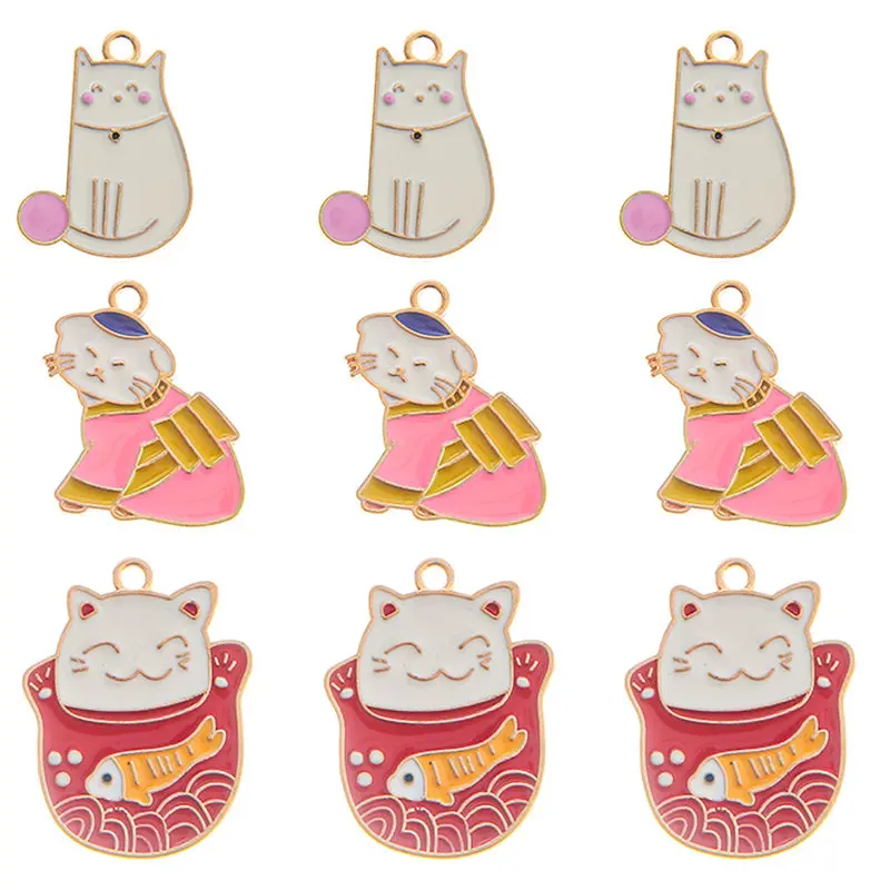 

10pcs/lot Mixed Style Cute Cat Enamel Charms Pendant DIY Handmade Necklace Bracelet For Jewelry Making Accessories