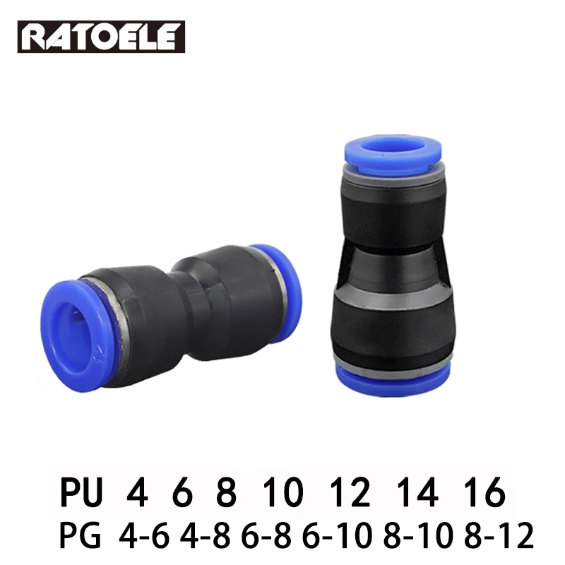 

1 Pcs Pneumatic Fittings Plastic Connector PU PG 4mm 6mm to 8mm 10mm Air Water Hose Tube Push In Straight Gas Quick Connectors