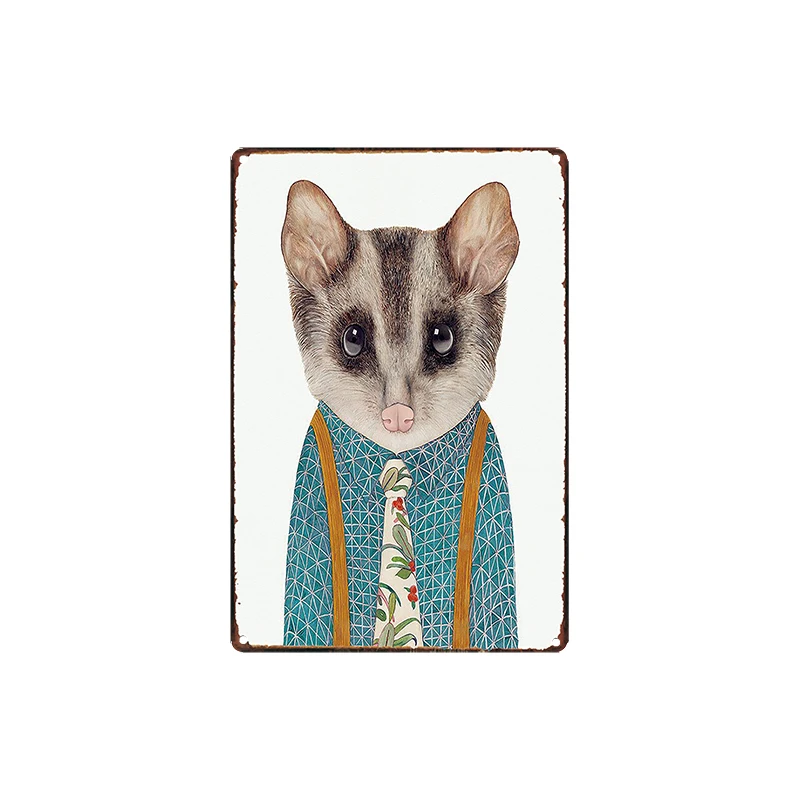 

Animals Vintage Metal Tin Sign Pub Bar Cafe Garden Decoration Plates Horse Wolf Cat and Dog Art Painting Home Decor