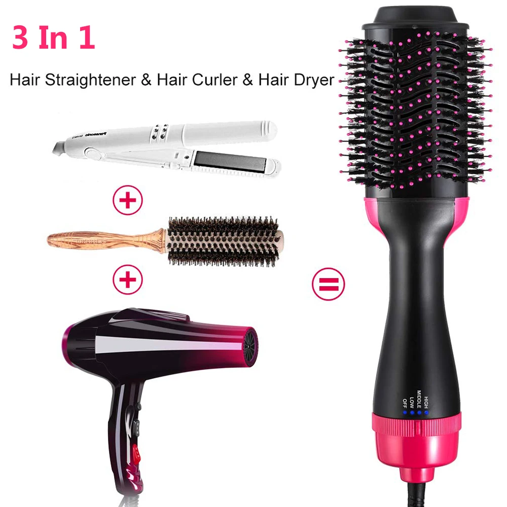 

Dropshipping 2 IN 1 One Step Hot Air Brush Hair Straightener Curler Comb Roller Electric Ion Blow Dryer Brush