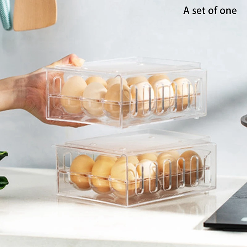

3x Plastic Kitchen Pantry Cabinet Food Storage Bins & 1x 12 Grids Kitchen Refrigerator Freshness Box Egg Freshness Box
