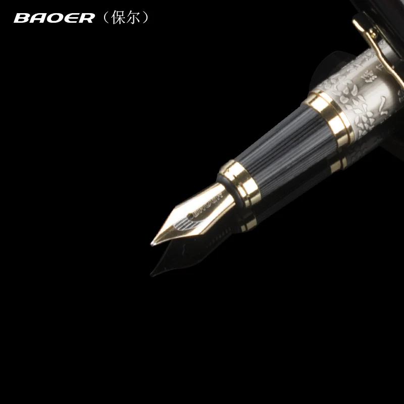 

High quality metal pen baoer fountain pen luxury pluma fuente stylo plume luxury gift stationery ink pen boligrafos de marca luj