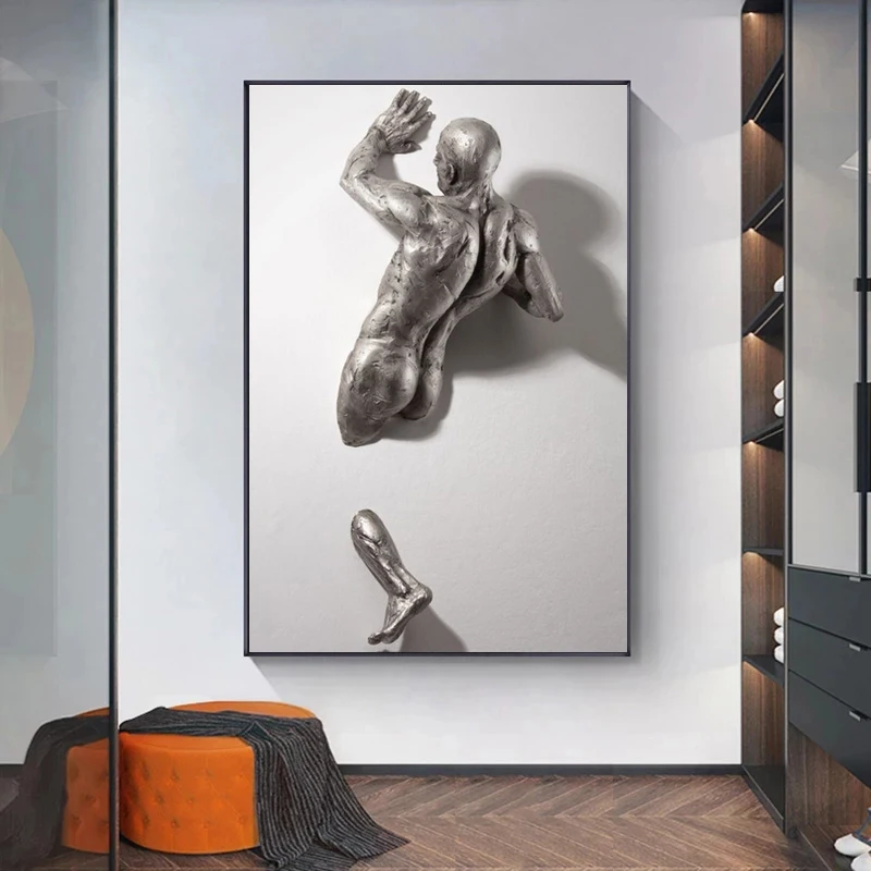 

Abstract Figure Statue Man Sculpture Canvas Painting Wall Art Pictures Posters and Prints Living Room Cuadros Office Home Decor