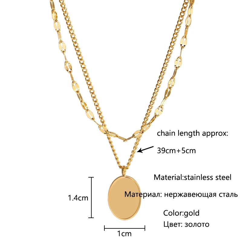 Bacolod розовое золото Цвет из нержавеющей стали с квадратными слой ожерелья