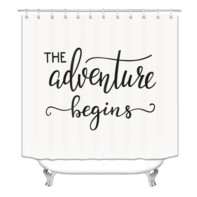 

Shower Curtain, Bathroom Curtains Accessories-Black Words,White Cloth,Decorations