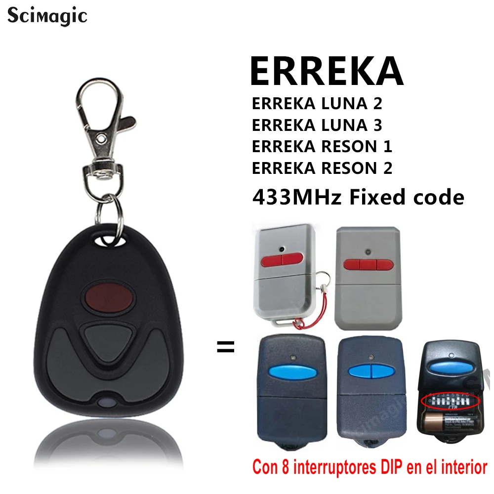 

ERREKA Remote Control for Garage ERREKA LUNA2 LUNA3 RESON1 RESON2 Duplicator 433MHz 433.92 MHz Clone