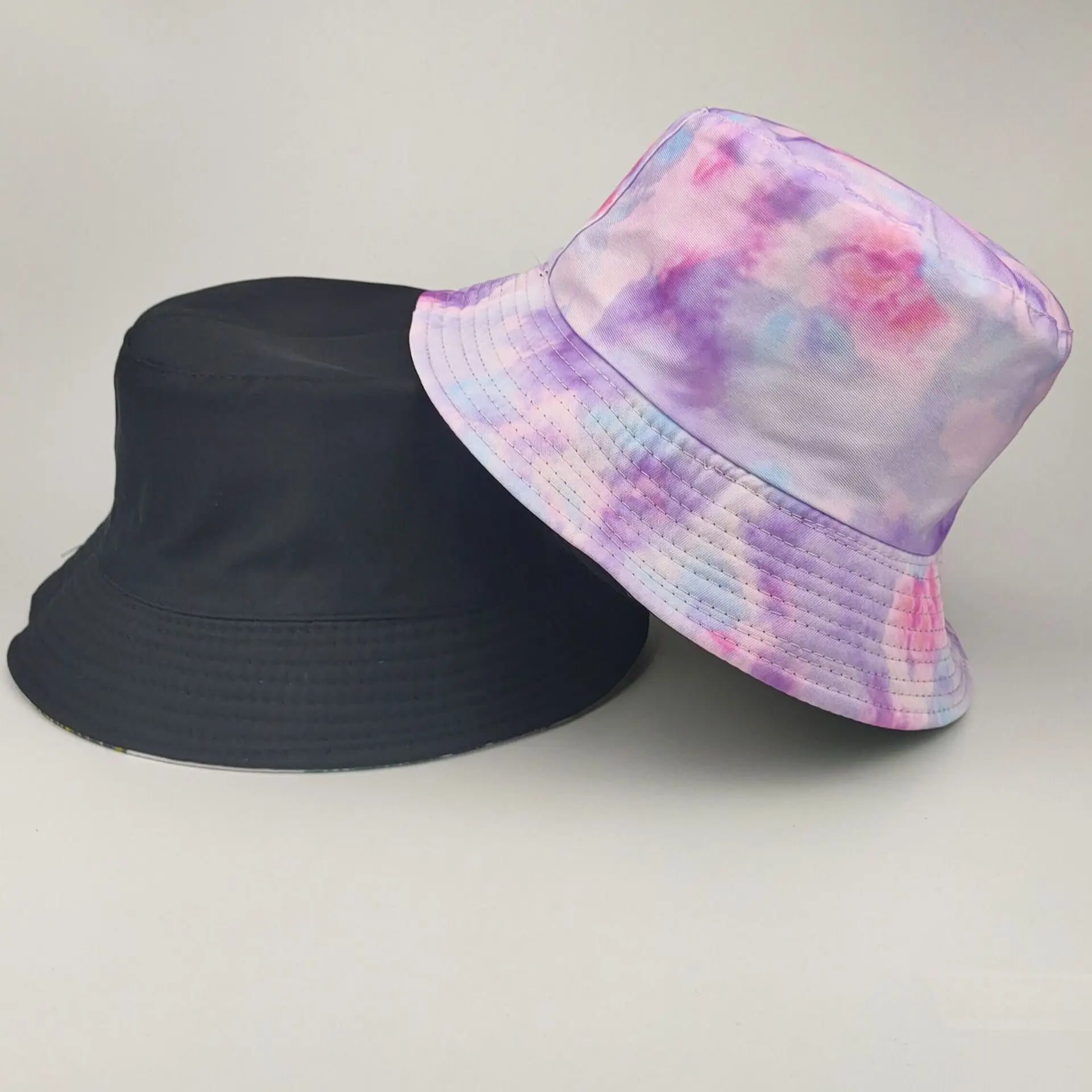 Летняя женская Рыбацкая Двусторонняя шляпа Tie dye с принтом панама в стиле хип-хоп