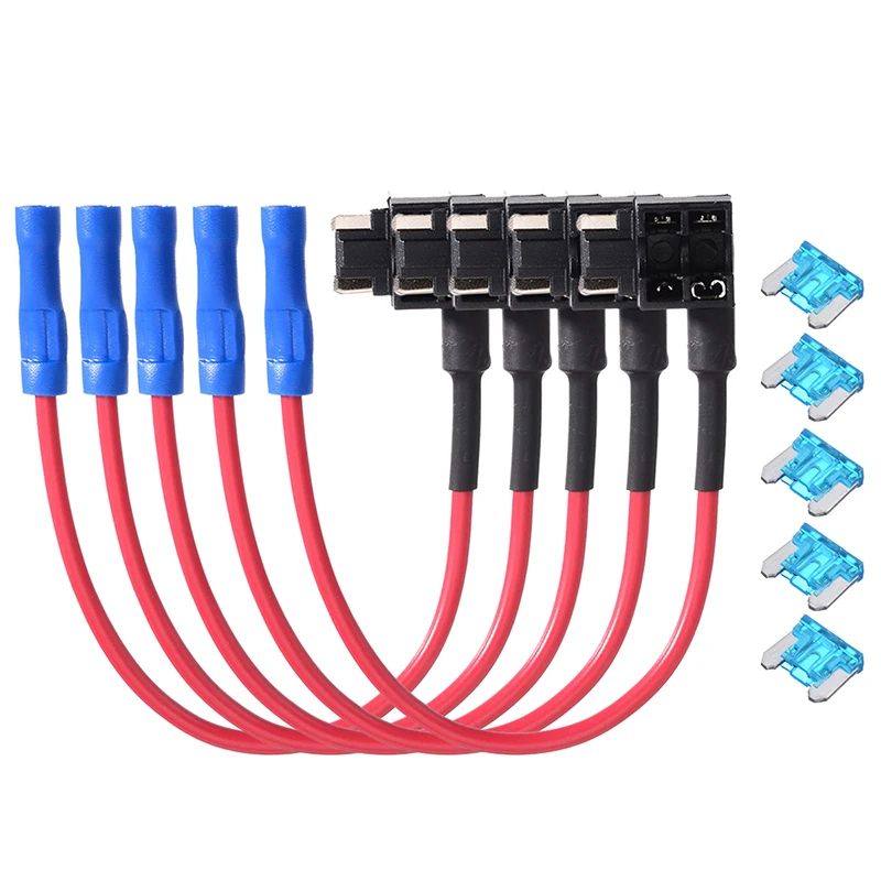 

5pcs Add A Circuit Fuse Tap Car Mini Blade Fuse Box Holder Electric Appliance 12V Low Profile Standard Fuse 15A