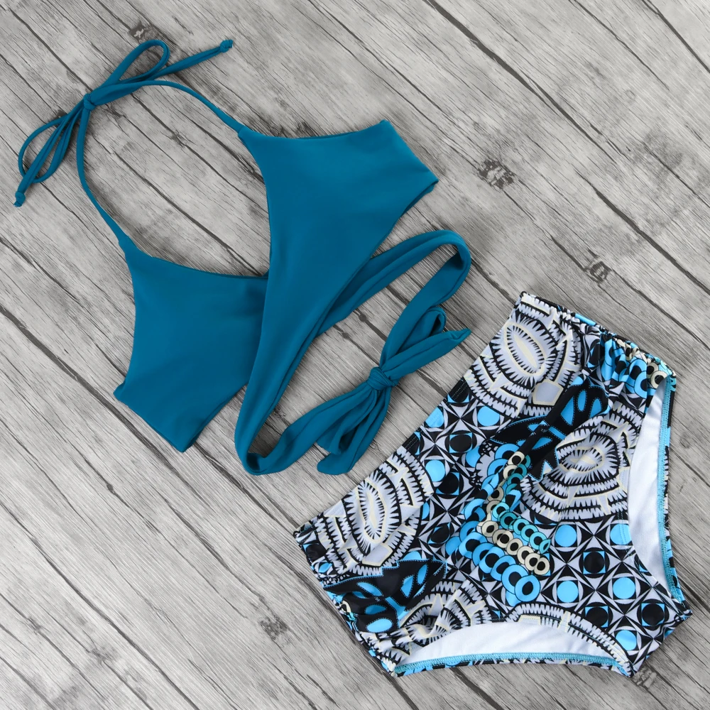 Перекрестный Бандаж бикини пуш ап 2021 купальник женский сексуальный Холтер