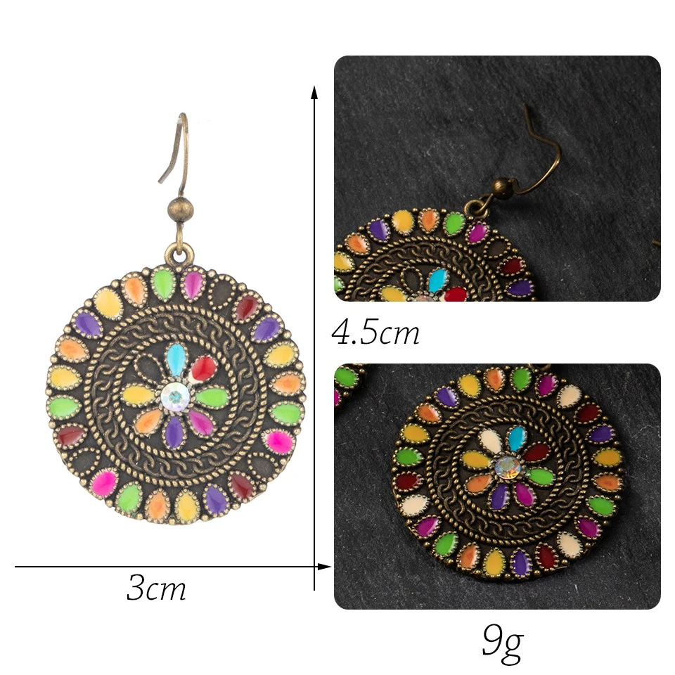 Conjunto de brinco de folha de flor grande do vintage Declaração de jóias feminino Bohemia étnica entrega de bronze longa brincos pendurados para mulheres