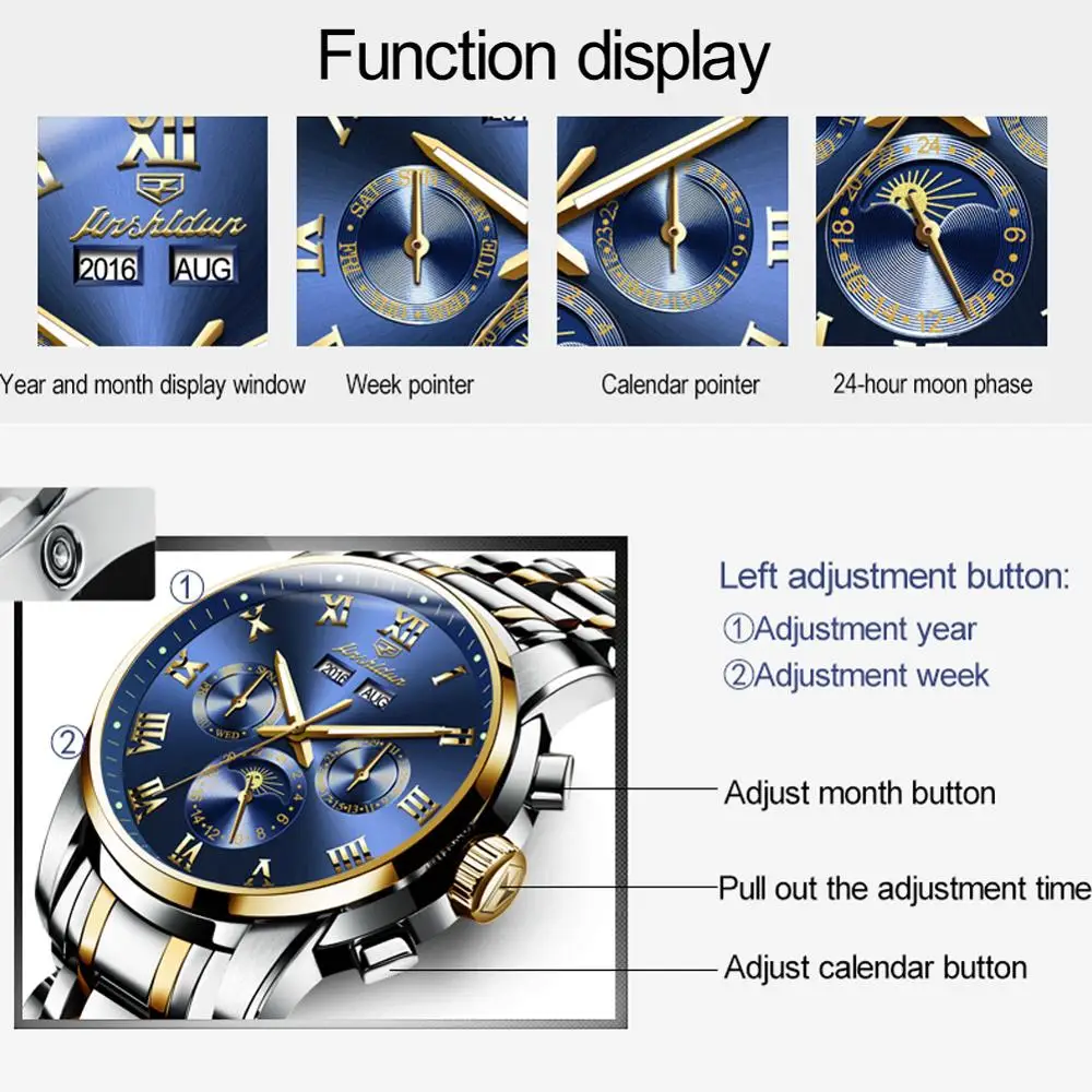 Men's Mechanical Watch Top Luxury Brand Sapphire Mirror Gold And Di Amond Hollow out Automatic Digital Calendar | Наручные часы