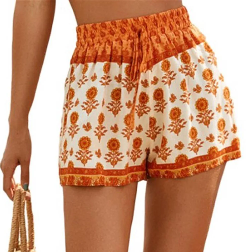 

Women's Clothing Summer 2021 Vintage Casual Women's Shorts Harajuku Fashion Woman Pants Flower Print Boho Style Beach Shorts