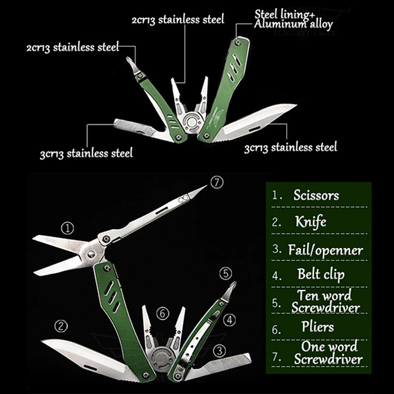 Мультитул ALMIGHTY EAGLE складные плоскогубцы с портативными ножницами ножом