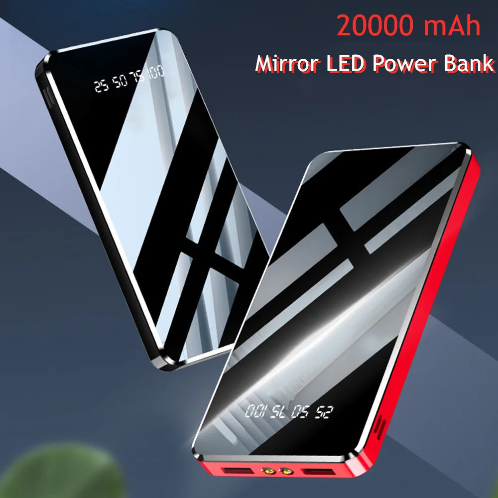 20000 mAh Mirror LED Digital Display Power Bank Portable External Battery Charger 10000mAh Powerbank For iPhone 7 Samsung Xiaomi | Мобильные