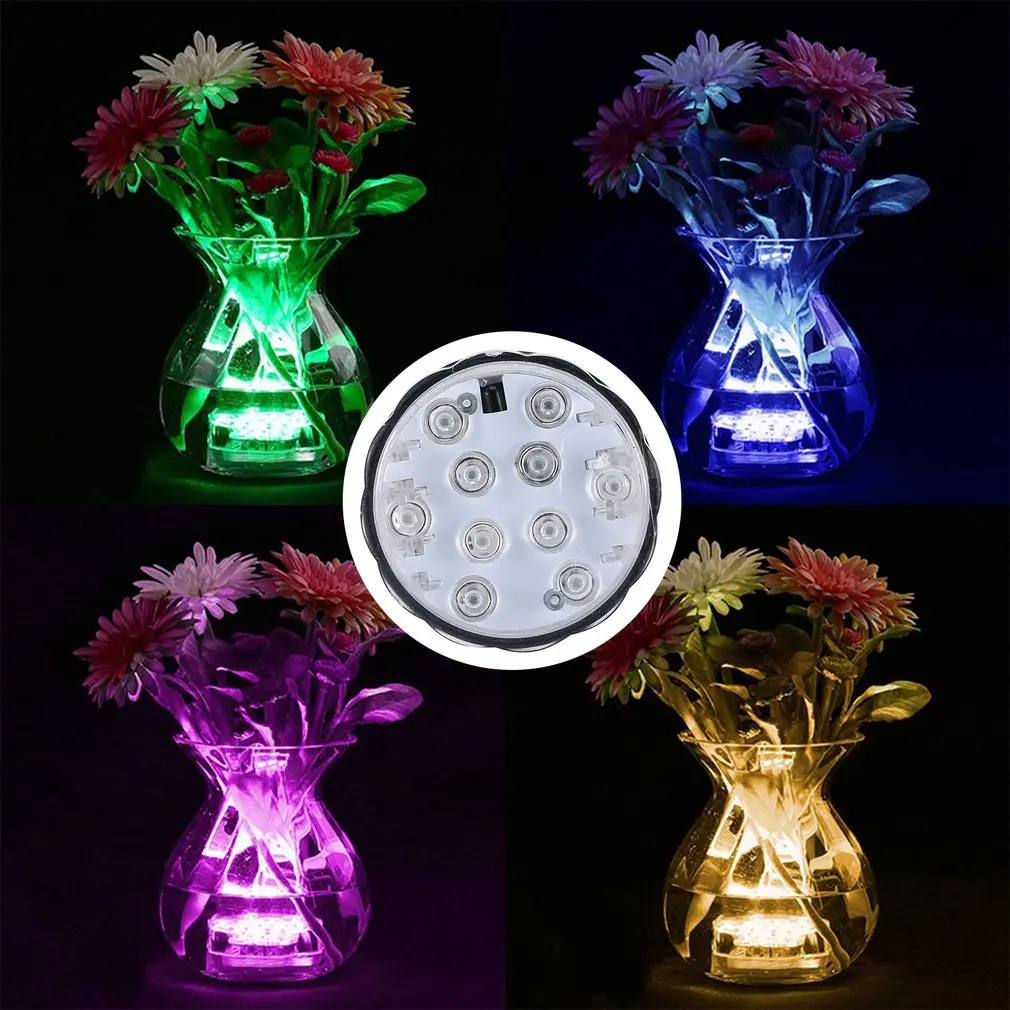 10LED RGB погружной цветной светильник с дистанционным управлением зарядка от