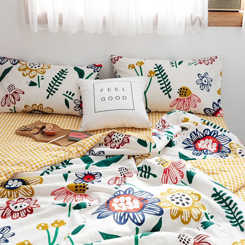 100% cotton Sunflowers Print 1PCS floral fabric bedspread coverlet/bed cover summer blanket 200*230/150*200/180*200cm | Дом и сад