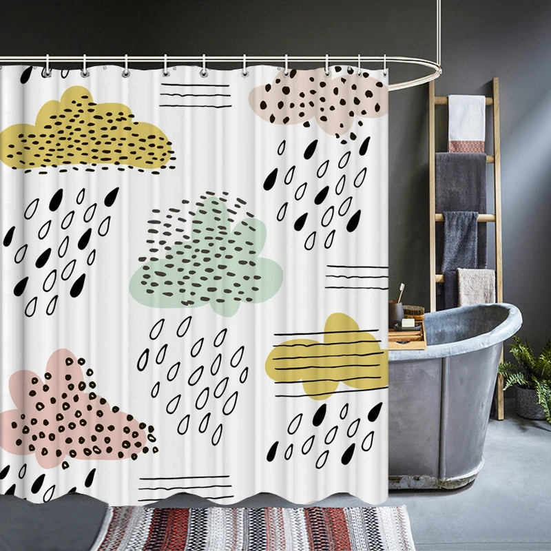 Шторка для ванной водонепроницаемая с 3D-принтом крючками | Дом и сад