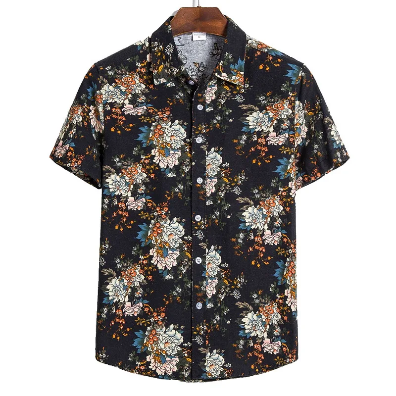 

2020 Men Shirts Short Sleeve Printed Casual Blouse Hawaiian Shirt Male Short Summer Geometric Plus Size Shirts 5XL