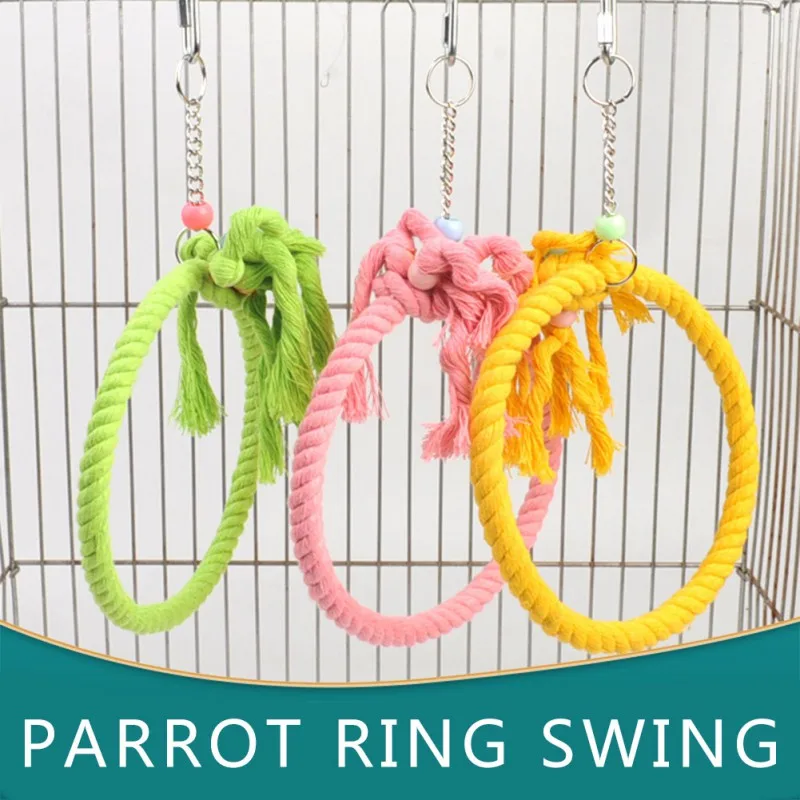 

Pet Colored Cotton Rope Swing Rings Standing Bird Toy Pet Bird Parrot Toy Bird Accessories Bird Toy S/L