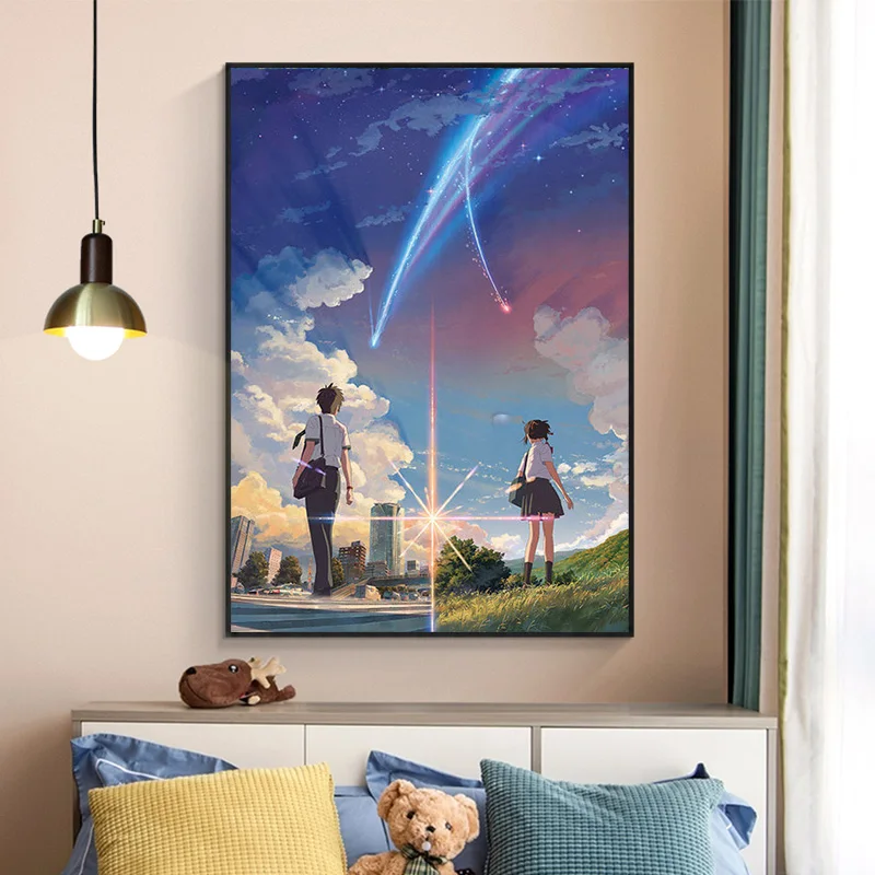 Постер для манги из аниме распечатка на холсте Ваше имя от Kimi No Na Wa постеры и