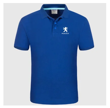 

2020 Colours for Peugeot logo Polo Shirt Men summer Short Sleeve Polo Shirt Cotton spring Casual Men's Polos