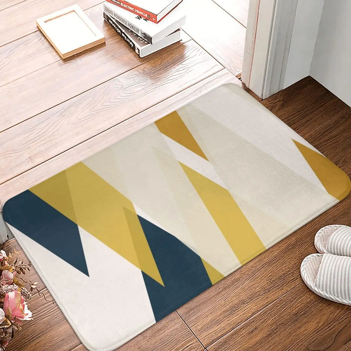 

Triangular Abstract In Mustard Doormat Carpet Mat Rug Polyester Non-Slip Floor Decor Bath Bathroom Kitchen Balcony 40x60