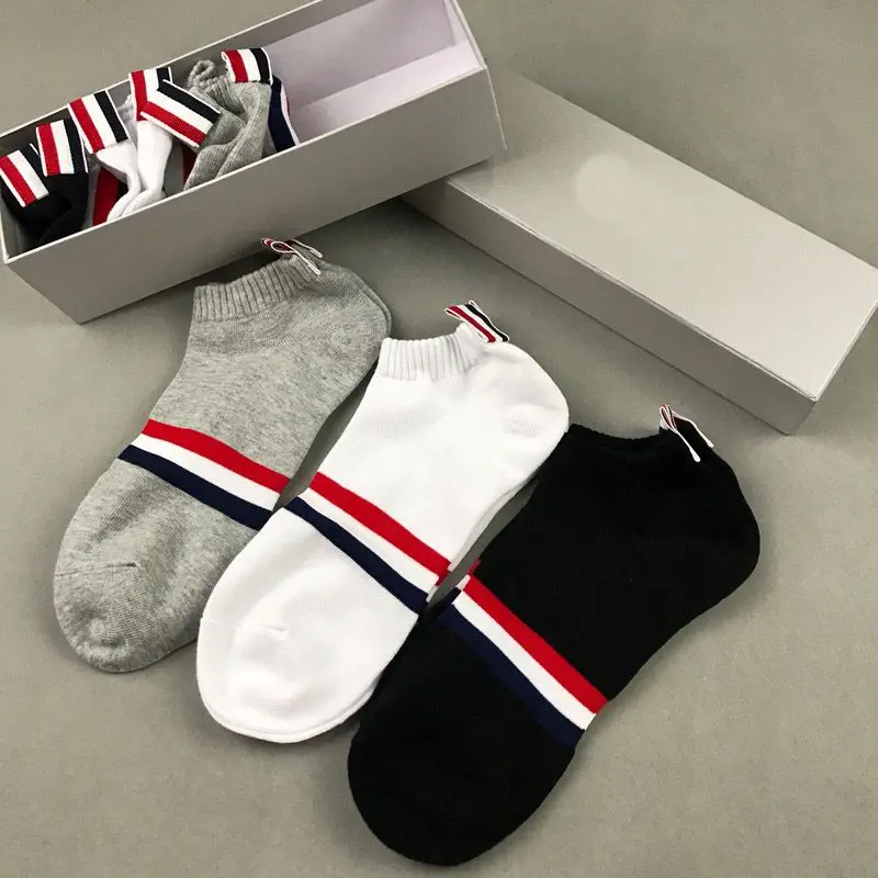 

Fashion TB Brand Socks 2021 Summer Men Women Cotton Striped No Show Casual Sports Crew Socks Ankle Ins 6 Pairs