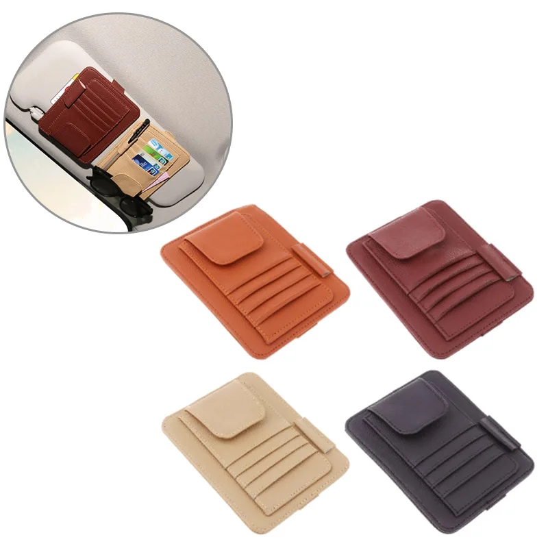 

Держатель для очков, автомобильные солнцезащитные очки, билет, зажим для карт, коричневая доска для хранения