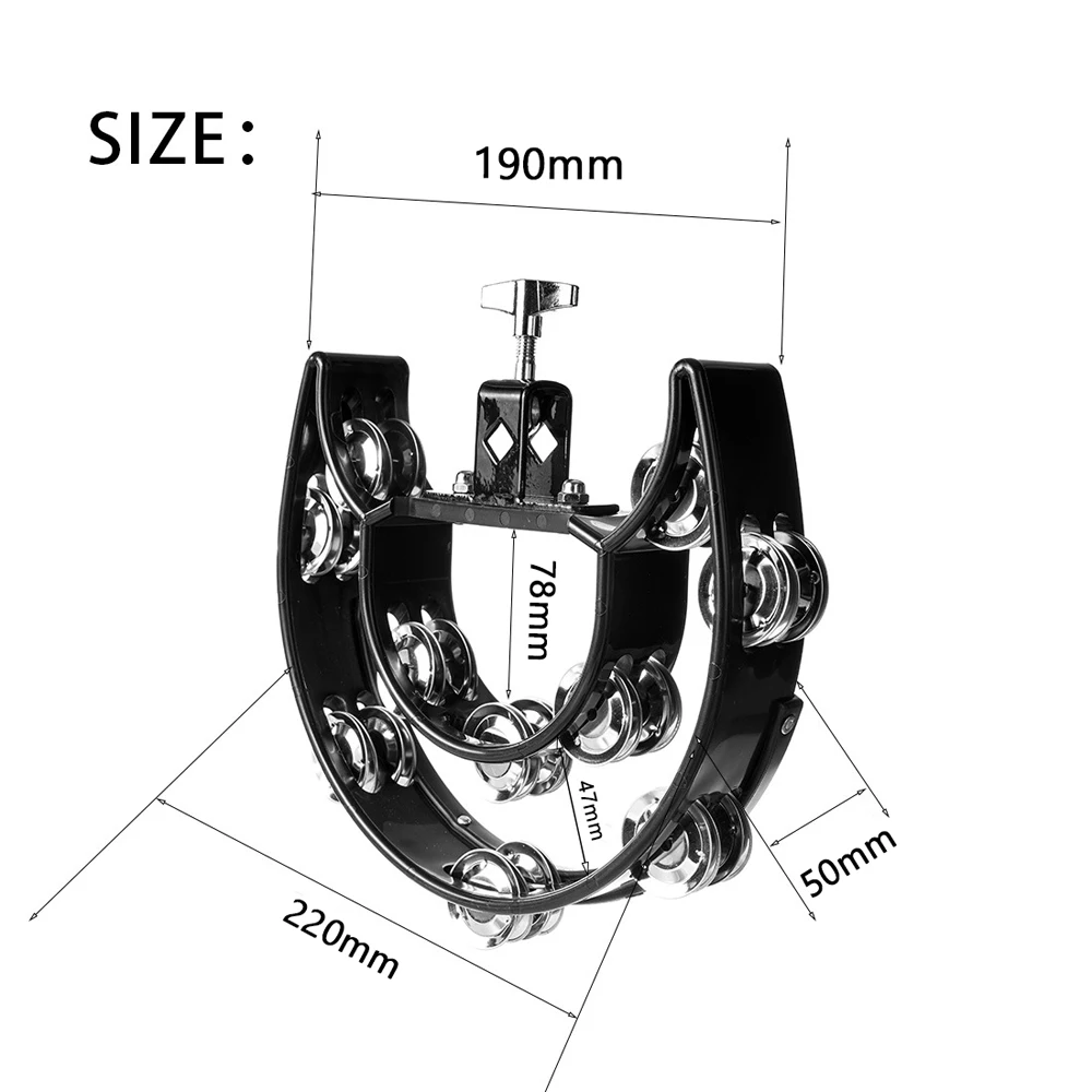 

Hand Bell for Party Compact Double Half Moon Drum KTV Bells Tambourine Musical Instruments Double Row Ring Melodious Sound