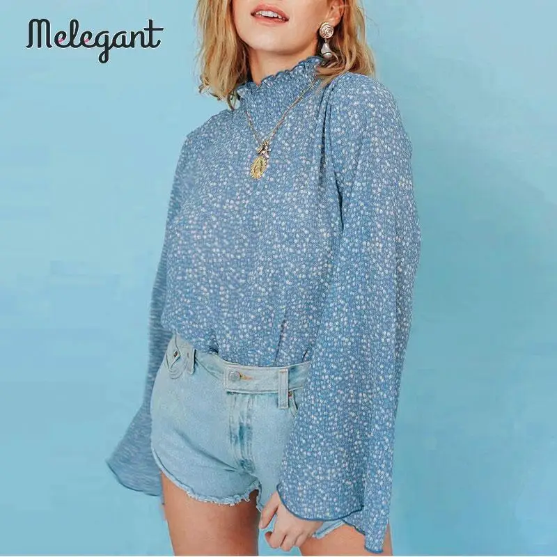 Элегантная плиссированная шифоновая блузка с цветочным рисунком на осень и зиму