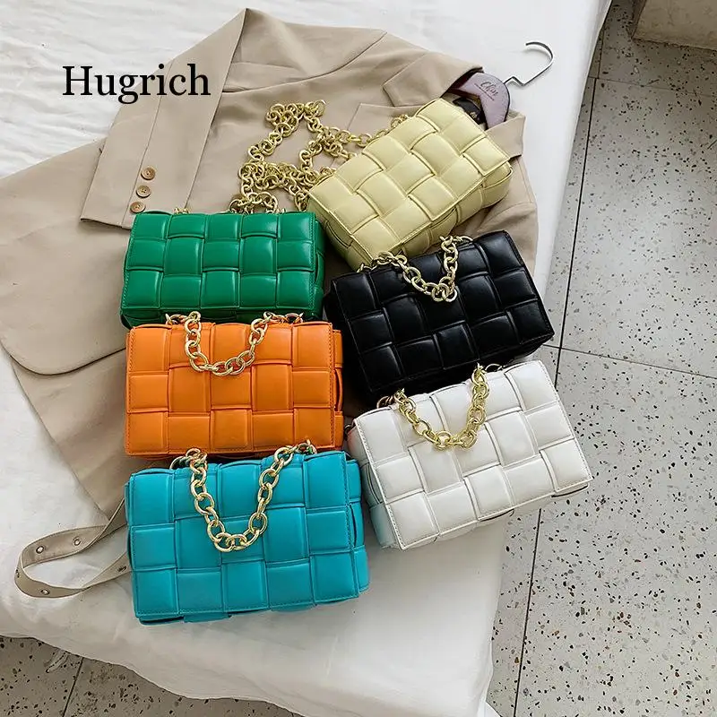 

Weave Chain Small Crossbody Bags for Women 2021 Luxury Quality Pu Leather Shoulder Bag Female Trend Design Handbags and Purse