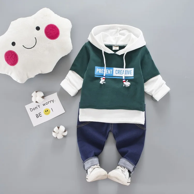 

2020 new autumn Korean Hoodies two-piece children's clothing for boys and girls 0-4y hooded long-sleeved cartoon children's suit