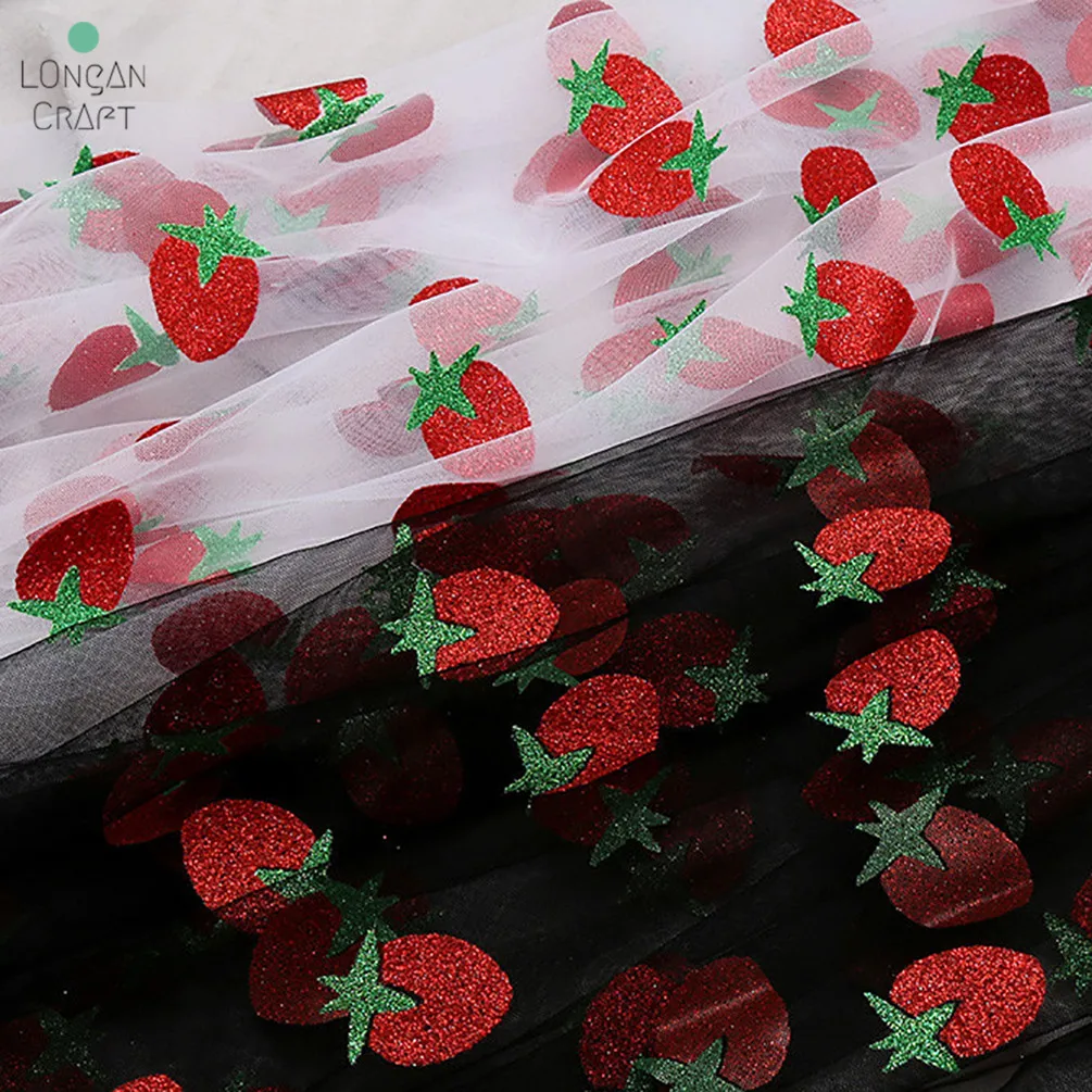 Модная Тюлевая ткань с принтом клубники сетчатая свадебная для шитья платья юбка