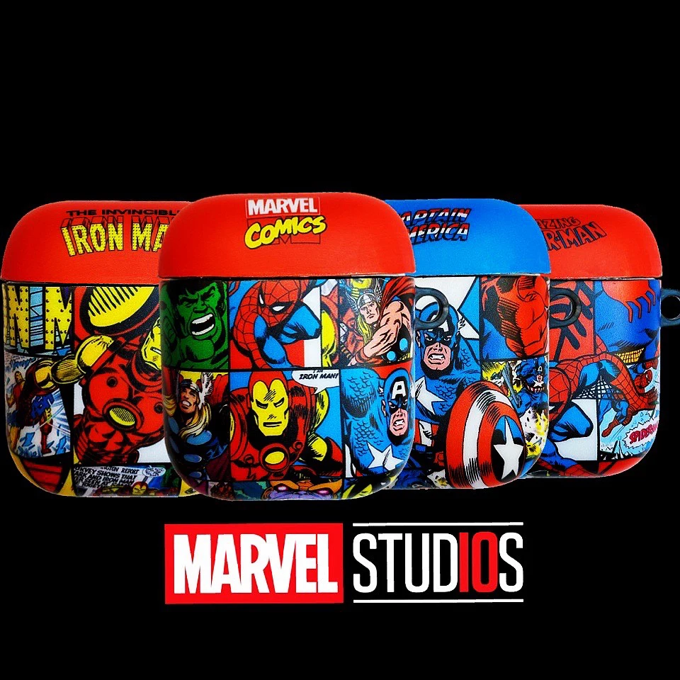 Ретро Marvel мультфильм Мститель для Apple AirPods 2 и 1 Зарядка Мягкий ТПУ чехол