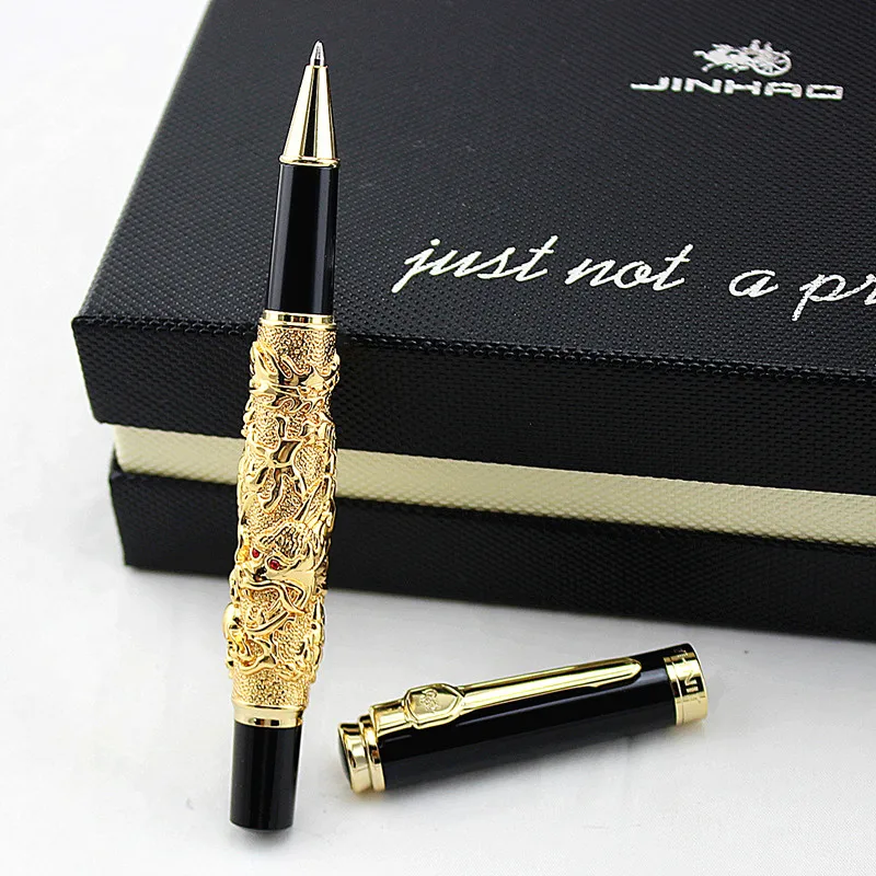 Jinhao Ручка с драконом роскошный золотой китайский император стиль Дракон играть шариковая ручка лучший дизайнер шариковая золотая ручка