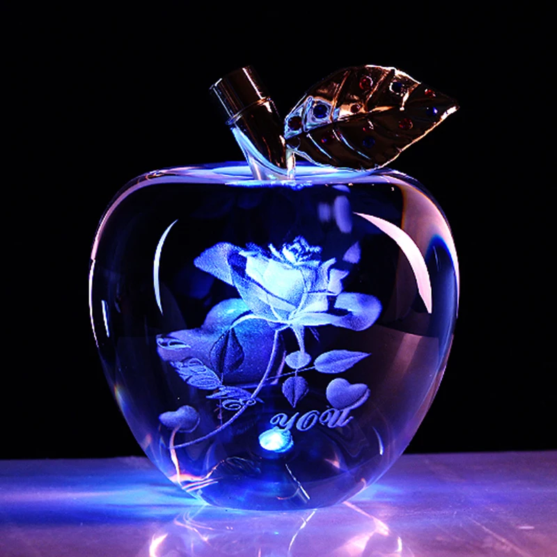 Персонализированные хрустальные свадебные изображения лазерное яблоко Ремесло