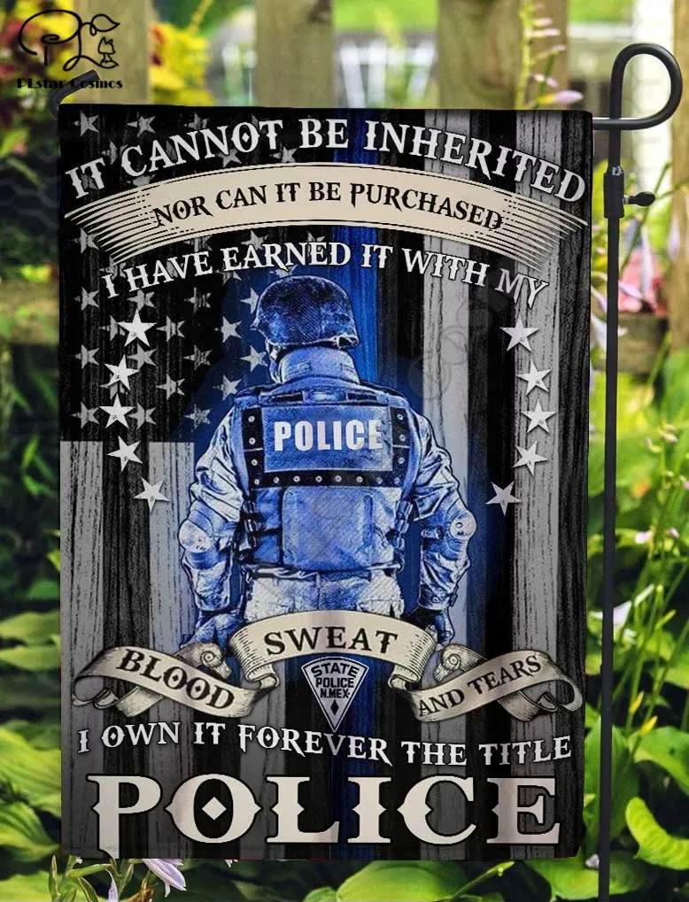 

Police pattern house flag & garden flag White Plain Thermal Transfer Garden Flags Hanging House Decoration style-1