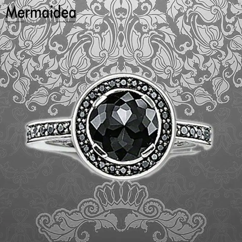 Обручальные кольца с черными круглыми кристаллами посеребренные модные