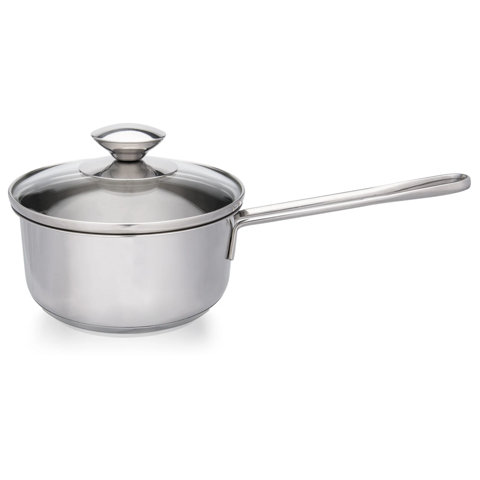 Milk Pan With Glass Lid 14CM 0.9L Kitchen Cooking Small Stainless Steel Soup Stock Pot General Use for Gas and Induction Cooke