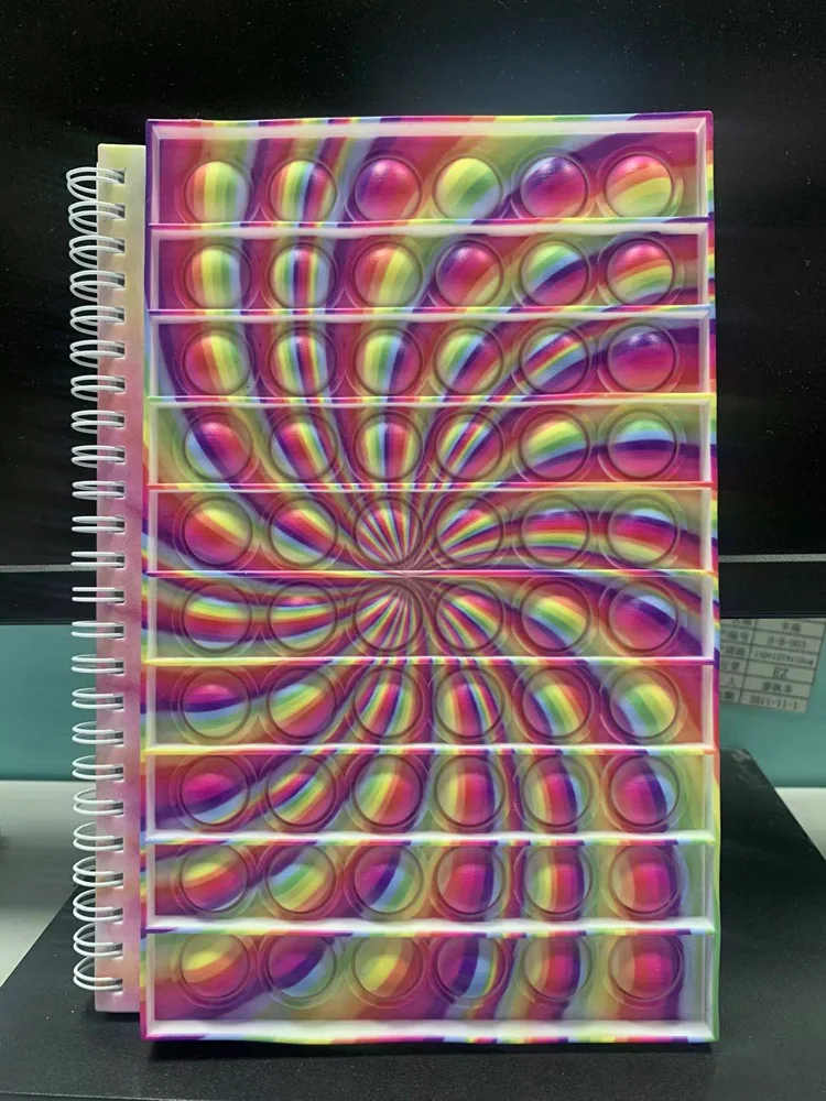 

Блокнот А5 Tie-dye Pop Its, игрушка-антистресс с пузырьками, сенсорный блокнот для письма, студенческий блокнот, школьная детская развивающая игру...