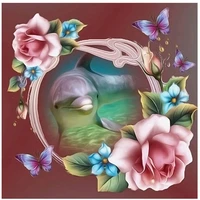full squareround drill 5d diy diamond painting cross stitch dolphin wreath 3d embroidery mosaic home decor gifts